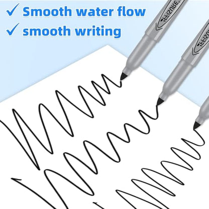 Permanent markers, 40 packs permanent markers bulk, quick drying in one second, smooth, not easy to erase, durable, can be marked on glass, tiles and cloth, office supplies,Gray shell - color: black Fine 40