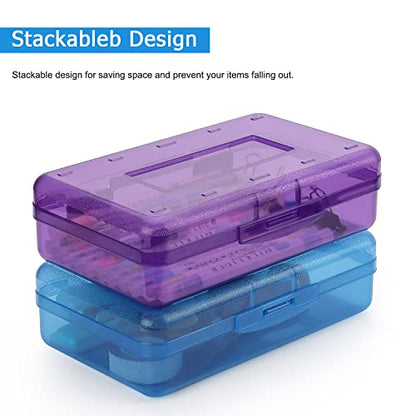 Tamaki 1 Pack Plastic Pencil Box Large Capacity, Purple | Clear Boxes with Snap-tight Lid Stackable Design and Stylish Office Supplies Storage Organizer - color: Purple