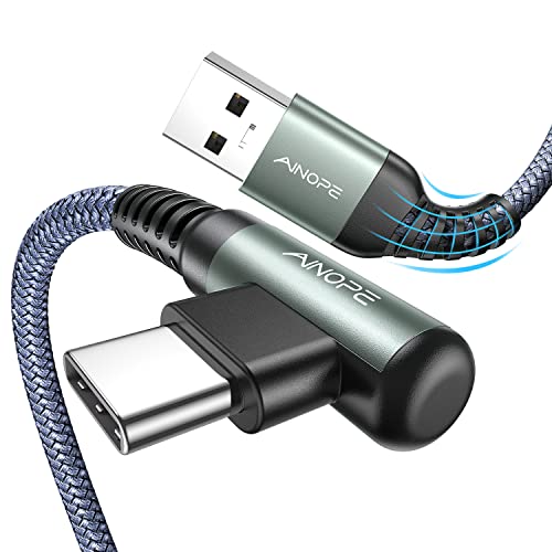 USB Type C Cable AINOPE [2-Pack, 1.6ft] 3.1A Type C Charger Fast Charging Right Angle, Durable Nylon Braided USB C Cable, Smartphone - color: Grey, size: 1.6FT+1.6FT