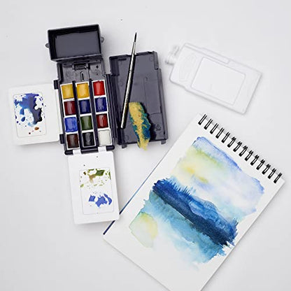 Winsor & Newton Cotman Watercolor Paint Set, Field Pocket Set, 12 Half Pan w/ Brush, Sponge, Bottle - style: 12 Half Pan Field Pocket Set
