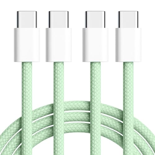 【2-Pack 3.3FT】 USB C to USB C Braided Fast Charging Cable, 60W PD Type-C Power Cord for iPhone 17/16/15 Pro Max, MacBook Air, iPad Pro, Samsung Galaxy, Pixel, Android Auto, CarPlay, Green - style: Type C 3.3FT (Green)