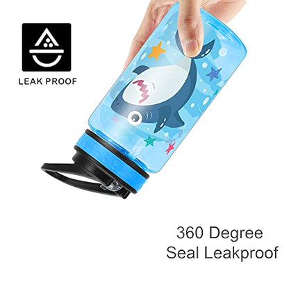 15oz Water Bottle for Kids Girls Boys School, BPA Free, Leak Proof Flip Straw, Carry Loop, Easy Clean - Shark - color: Shark