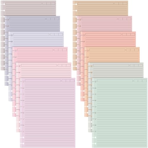 PerKoop 12 Pack 480 Sheets Colored Discbound Refill Paper 8.5 x 11 Inch College Ruled 11 Disc Letter Size Lined Paper Multicolored Notebooks for Refill Journaling(Soft Color) - color: Soft Color