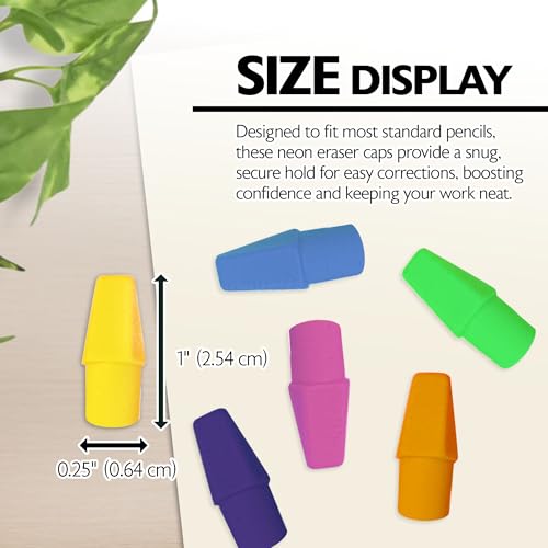 BAZIC Products Pencil-Top Eraser Caps, 50 Count, 2-Pack | latex-free, neon pencil-top eraser caps, PVC-free, non-abrasive, Slide onto standard pencils, Bulk classroom pack, 50 Coun - color: 50-count, size: 2-Pack