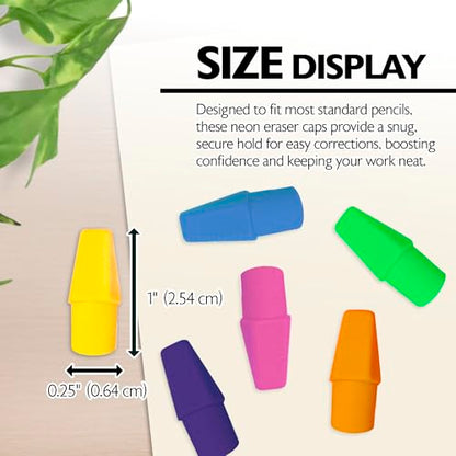 BAZIC Products Neon Pencil-Top Eraser Caps, Latex-Free, PVC-Free, 24-Box | non-abrasive, Slide onto standard pencils, Bulk classroom pack, 50 Coun - color: 50-count, size: 24-Pack