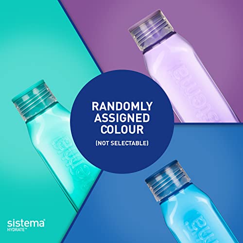 Sistema BPA Free Stackable Square Bottle, Assorted Colours, 475 ml - size: 16.1 Ounces