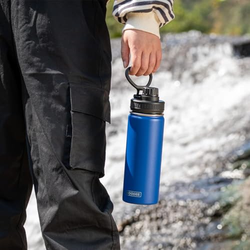 koodee Water Bottle -16 oz Stainless Steel Double Wall Vacuum Insulated Water Bottle for School Wide Mouth Spotrs Flask with Leakproof Spout Lid (Navy) - color: Navy, size: 16 Ounces