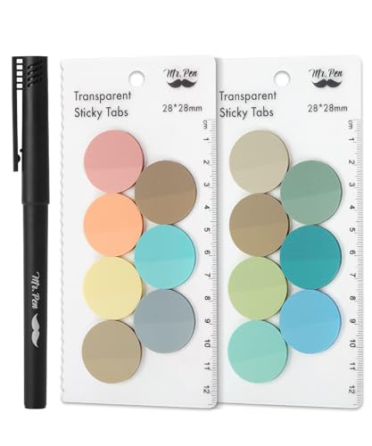 Mr. Pen- Round Transparent Sticky Notes, 1.1” Diameter, 14 Pads, 560 Sheets | Colorful, Water-Resistant See-Through Sticky Notes & Fineliner, Smooth Writing, Note Tabs for Bible Journaling, Studying - color: Beach Joy, size: 560 pcs