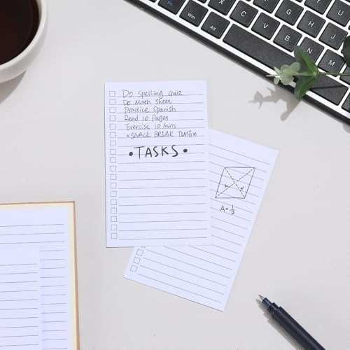 Vertical Ruled Index Cards 3x5 with Check Boxes,Double Sided Ruled Note Card for To Do Checklists, Heavy Weight Flash Cards for Studying,School, Home and Office - White,200 Pack
