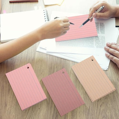 Epakh 300 Pieces Lined Index Cards 180 GSM Thick Flash Cards with Rings Notecards Punched Back to School for Studying Adults Home College Office(3 x 5 Inch,Dark Pink Brown Series) - color: Yellow Series, size: 3 x 5 Inch