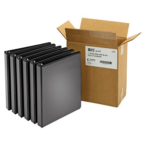 Cardinal 1-Inch, Round Ring View Binder, Black, Case of 6 Binders (00412) - size: 10.5 inches x 11.5 inches