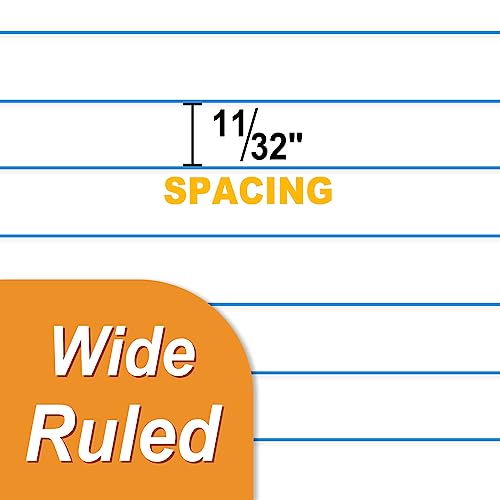 SUNEE Loose Leaf Paper, 900 Sheets, 6 Pack Wide Ruled Paper, 8 x 10-1/2 Inch Filler Paper, 3 Hole Punch Binder Paper, Loose Leaf Notebook Paper, 150 Sheets/Pack - size: Wide Ruled | 6 Pack