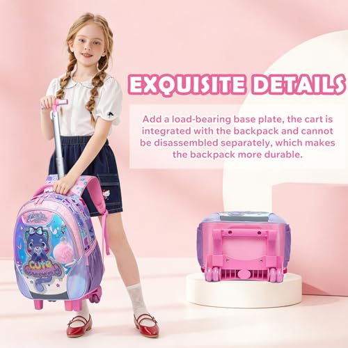 Kids Rolling Backpack for Girls TPU Material Bear Trolley Suitcases Luggage with Wheels Bookbag Wheeled 3pcs on Lunch Box Pencil Case Elementary Teenagers Pink for Girls Age 5-12 - color: Pink-0130-xiong