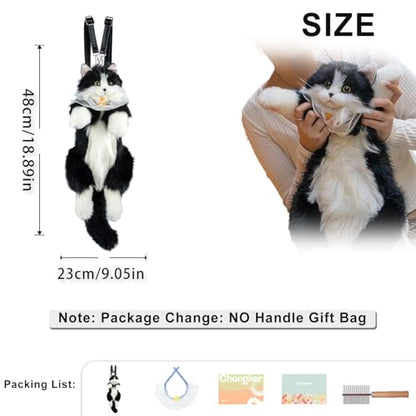 Chongker Stuffed Animals Backpack - Cute Cat plush Backpack Toy, Handcrafted Realistic Cat Shaped Backpack, Heartwarming Surprise Idea, Companionship Stuffed Cat, Large Black Cat - style: Black Cat Backpack