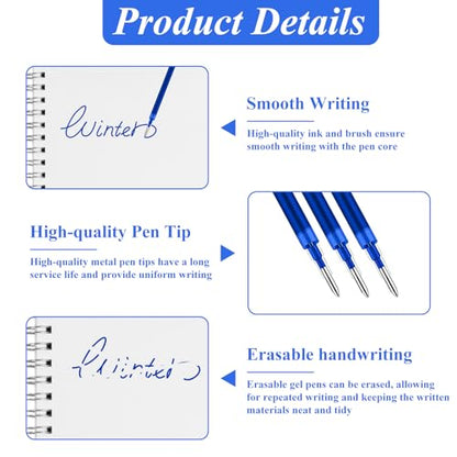 0.7 mm Erasable Gel Ink Pen Refills Compatible with Frixion Friction, Smooth Writing Multicolor Retractable Fine Point Pen Refill for School Office Home Art (Blue, 16) - style: Blue