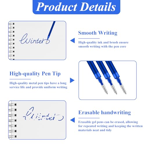 0.7 mm Erasable Gel Ink Pen Refills Compatible with Frixion Friction, Smooth Writing Multicolor Retractable Fine Point Pen Refill for School Office Home Art (Blue, 16) - style: Blue