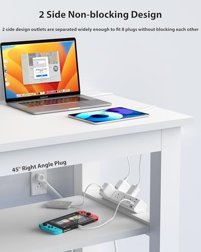 Jgstkcity Desk Clamp Power Strip 40W USB C,8-Outlet,8 USB,10FT,White | 40W Fast Charging Station,4 USB-C,4 USB-A,Furniture Nightstand Edge Mount Surge Protector, Fits 1.9" Tabletop Edge - color: White, size: 10FT Length