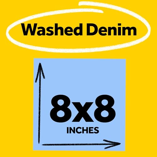 Post-it Super Sticky Big Notes, 8 in. x 8 in., Extra Large Sticky Notes Washed Denim, 2 Pads, 60 Sheets Total, Great for Vision Boards, Creative Projects, Study Spaces, Group Brainstorming, and More - color: Washed Denim