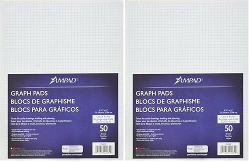 Ampad Faint Ink Quadrille Pads, Blue (ESS22032C) (Pack of 2) - size: 50 Count (Pack of 2)