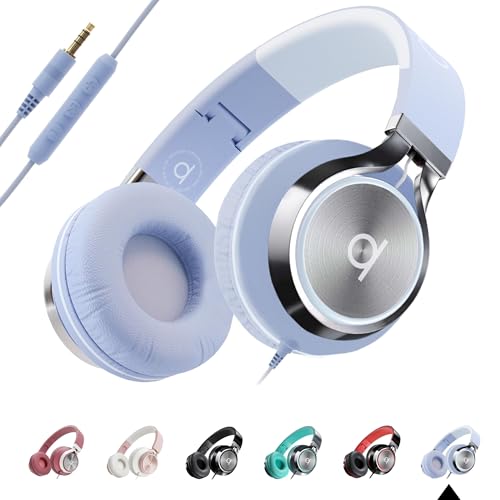 ARTIX Wired Headphones for Kids & Adults - Built-in Mic & Volume Control, Kids Headphones for School & Travel, Girls Head Phones for Computer, iPad, Chromebook, Tablet, Smartphone with 3.5mm Aux Cord - color: Lavender, style: Aux 3.5 mm