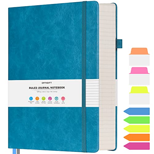 College Ruled Notebook B5, 312 Numbered Pages Diary, Lined Leather Journal | Extra-Thick with 2X Writing Space, 100gsm No Bleed Paper, Hardcover, Lay-Flat, for Work, School, Meeting Notes & Journaling - color: Blue, size: B5