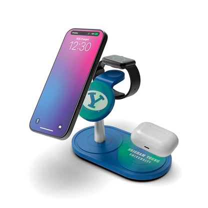 SOAR Collegiate 3-in-1 Wireless Charging Station - color: BYU Cougars