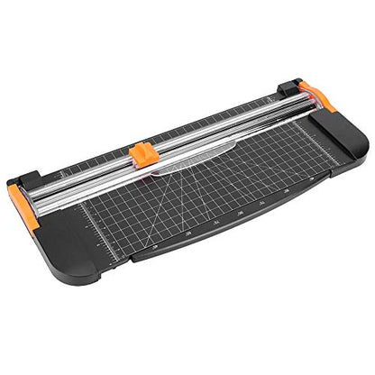 Portable Sliding Paper Trimmer, Paper Tool for Craft, and School Supplies, 310mm Cutting Size with Folding Ruler, ABS Plastic Photo Label