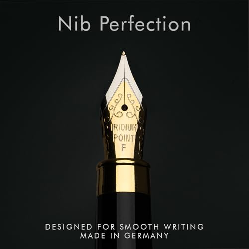 Wordsworth & Black Fountain Pen Set, Luxury Bamboo Wood - Fine Nib, Gift Case; Includes 6 Ink Cartridges, Ink Refill Converter -Journaling, Calligraphy; Drawing, Smooth Writing [Brown Wood] | Brown Wood, Gift for Men Women, German Iridium 18K Gilded, Call