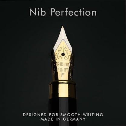 Wordsworth & Black Fountain Pen Set, Luxury Bamboo Wood - Fine Nib, Gift Case; Includes 6 Ink Cartridges, Ink Refill Converter -Journaling, Calligraphy; Drawing, Smooth Writing [Brown Wood] | Brown Wood, Gift for Men Women, German Iridium 18K Gilded, Call