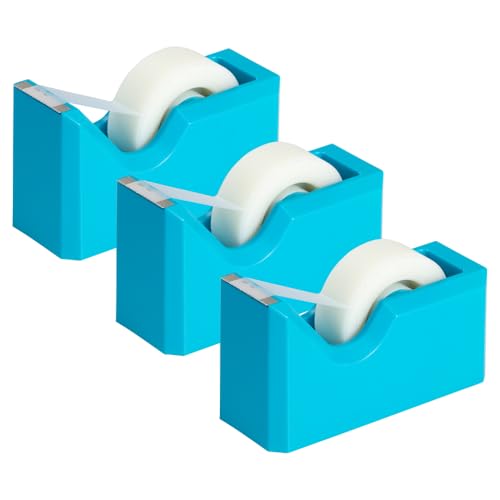 JAM PAPER Colorful Desk Tape Dispensers - Blue - 3/Pack - color: Blue, size: Pack of 3