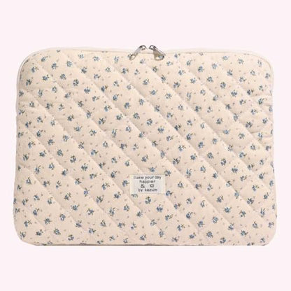 Floral Laptop Sleeve Quilted Laptop Carrying Case Protective Cute Computer Sleeve for 13 14 Inch Laptop Tablet - color: Blue Little Flower