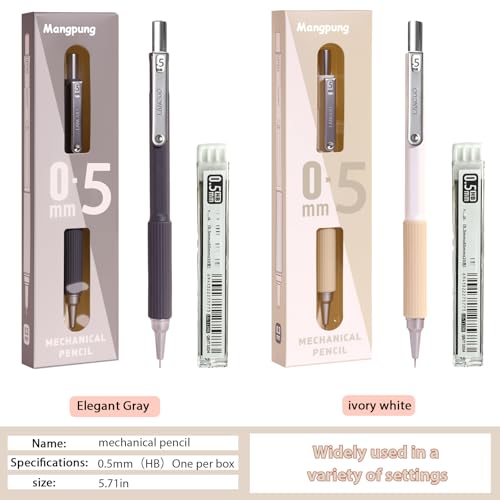 2 Pack 0.5 mm Metal Mechanical Pencils Set,Lead Drafting Pencil with 2 Tube Lead Refills for Art Writing, Sketching Drawing - size: 0.5mm
