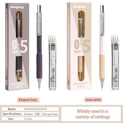 2 Pack 0.5 mm Metal Mechanical Pencils Set,Lead Drafting Pencil with 2 Tube Lead Refills for Art Writing, Sketching Drawing - size: 0.5mm