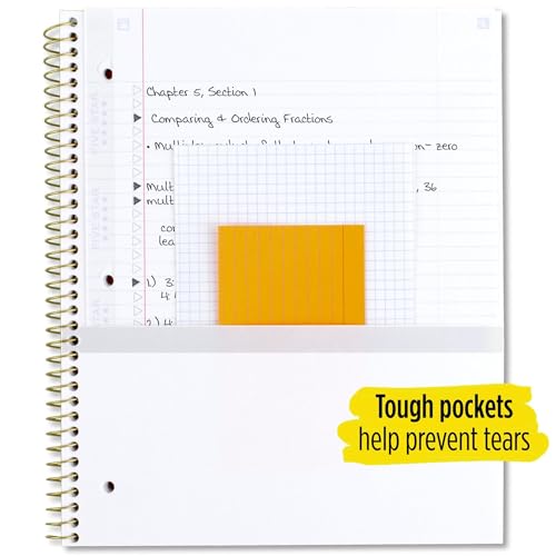 Five Star Spiral Notebooks, 1 Subject, College Ruled, 11" x 8-1/2", Cute Designs Bright Colors, 3 Pack, Design May Vary.