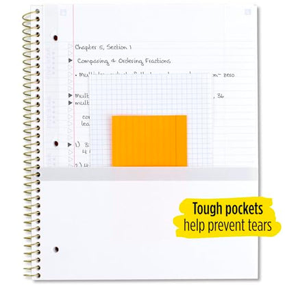 Five Star Spiral Notebooks, 1 Subject, College Ruled, 11" x 8-1/2", Cute Designs Bright Colors, 3 Pack, Design May Vary.