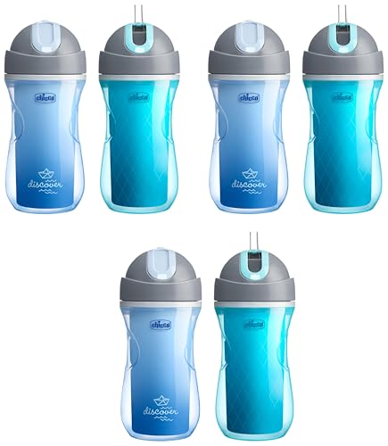 Chicco Insulated Sippy Cup w/ Straw, 9oz, Blue/Teal, 2pk (Pack of 3) - color: Blue Discover/Teal, size: 9 Ounces, 2 Count (Pack of 3)