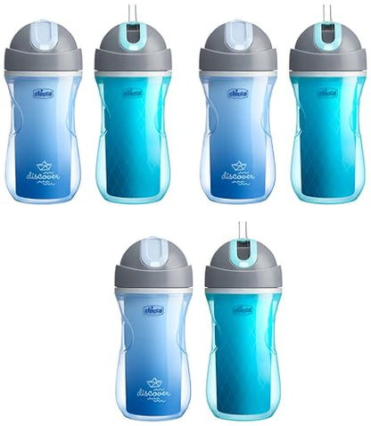 Chicco Insulated Sippy Cup w/ Straw, 9oz, Blue/Teal, 2pk (Pack of 3) - color: Blue Discover/Teal, size: 9 Ounces, 2 Count (Pack of 3)