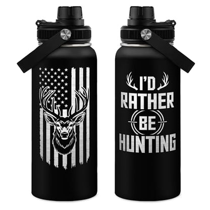 I'd Rather Be Hunting Stainless Steel Insulated Bottle - 32oz with Straw Lid - Hunting Gifts for Men, Dad, Husband, Papa; Perfect for Birthday, Christmas, Father's Day - color: Hunting 1