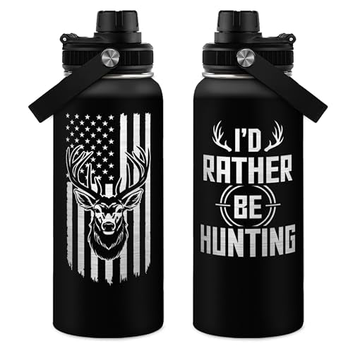 I'd Rather Be Hunting Stainless Steel Insulated Bottle - 32oz with Straw Lid - Hunting Gifts for Men, Dad, Husband, Papa; Perfect for Birthday, Christmas, Father's Day - color: Hunting 1