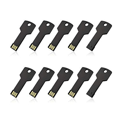 RAOYI 10 Pack 2GB USB Flash Drive USB 2.0 Metal Key Shape Memory Stick Thumb Drive Pen Drive-Black - color: Black, size: 2GB