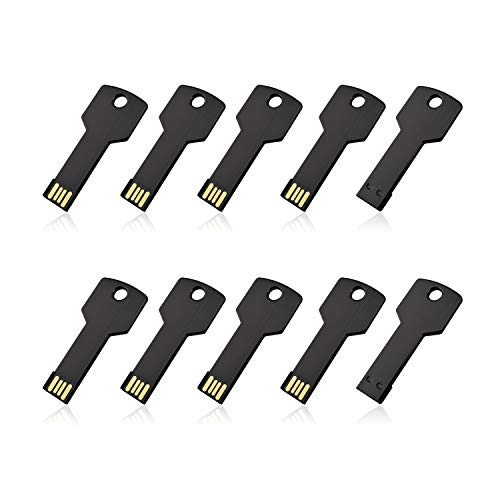 RAOYI 10 Pack 4GB USB Flash Drive USB 2.0 Metal Key Shape Memory Stick Thumb Drive Pen Drive-Black - color: Black, size: 4GB