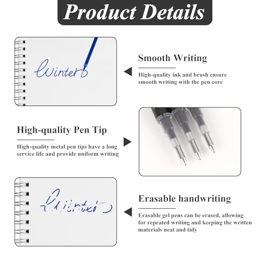 0.7 mm Erasable Gel Ink Pen Refills Compatible with Frixion Friction, Smooth Writing Multicolor Retractable Fine Point Pen Refill for School Office Home Art (Blue &Black &Red, 16) - style: Blue &Black &Red