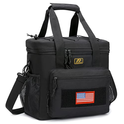 Lunch Box for Men, 22L Leakproof Tactical Lunch Bag Large Cooler for work | Adjustable Shoulder Strap,MOLLE Webbing Leakproof Insulated Large Lunch Cooler,Adult Meal Water-Resistant Lunch Pail for Men - color: Black, size: Large