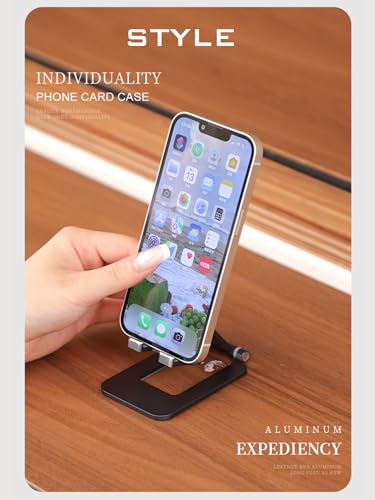 Adjustable Foldable Phone Stand for Desk, Premium Aluminum Cell Phone Holder, Portable Multi-Angle Desktop Stand Compatible with iPhone, Galaxy, iPad, Tablets & All Smartphones
