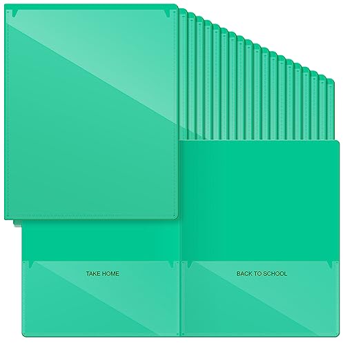 Henoyso 100 Pcs Folders Take Home Heavy Duty 2 Pocket Homework Folder for Students Parent Teacher Communication, 11.8 x 9.45 Inch(Green) - color: Green