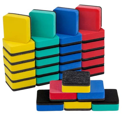 24Pcs Strong Magnetic Dry Erase Eraser, Classroom Must Haves, Square | 4 Color Mini Whiteboard Eraser, Classroom Essentials for Kindergarten, Prek, Elementary, Office - style: Square
