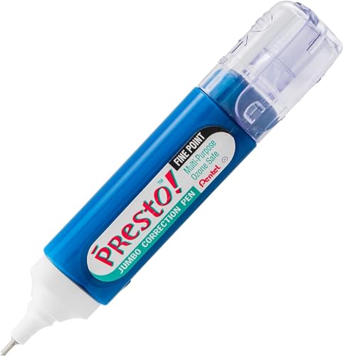 Pentel Presto! Jumbo Correction Pen, Fine Point, Metal Tip, White, 12 ml/0.4 fl.oz. 2 Pack (ZL31WBP-K6) - size: 1 Count (Pack of 2)