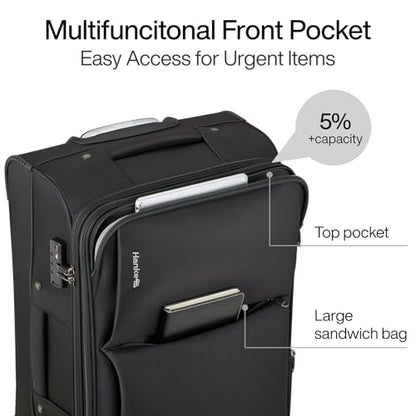 Hanke 24 Inch Luggage Expandable Softside Checked Suitcases with Spinner Wheels, Upright Rolling Luggage Suitcases Travel TSA Luggage Bag for Women Men(Black) - color: Black, size: 24 Inch Checked in