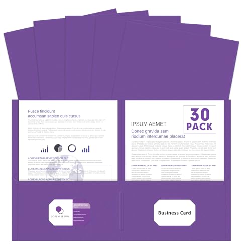Two Pocket Folders, PANDRI 30 Pack 2 Pocket Folders, Letter Size Paper File Folder for School Office Home Business, Purple - color: Purple