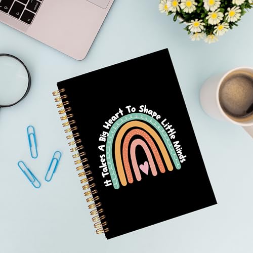 VNWEK Rainbow Teacher Spiral Notebook Journal 5.5x8.3 Inch, Preschool Kindergarten Teacher Gifts Journal, It Takes a Big Heart to Shape Little Minds Lined Hardcover Spiral Notebook - color: lz-notebook-1
